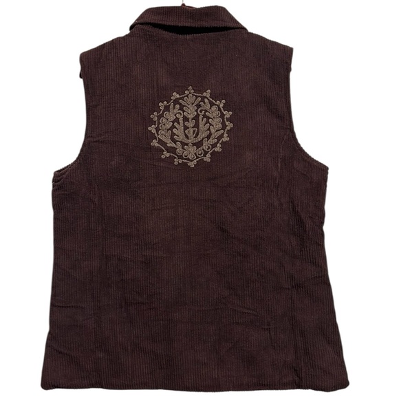 NWT..Young Threads Corduroy Embroidered Vest XL Dark eggplant/tag says brown - Picture 3 of 12